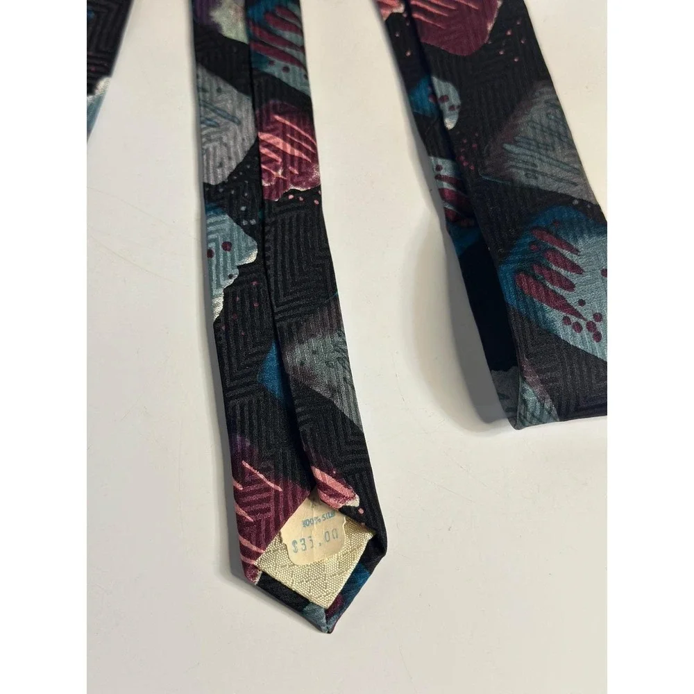 VTG Pcarlo Palazzi Paris Tie Geometric Pattern‎ Italian Silk Necktie Accessory